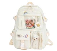 Fiorky Mochila Kawaii con Pin Kawaii y Accesorios Linda Mochila Kawaii Mochila Escolar de Moda Nylon con Pin Colgante de Felpa Lindo Estilo japonés Kawaii para niñas Adolescentes