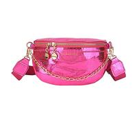 Fiorky - Riñonera para Mujer con diseño de Piedra a la Moda, riñonera con Cadenas Simples, Bolsa de sillín de Viaje (Rojo Rosa)