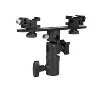 Fiorky Soporte de Flash Doble Soporte Fora Flash de Zapata Caliente Soporte de foraguas Fora Flash de Zapata Doble de 1/4 a 3/8 de Pulgada con 2 Soportes de Zapata fría Soporte Flash Doble