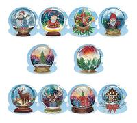 Fiorky Tarjeta hecha a mano con diamantes 5D Árbol de Navidad 5/6/8/10/12PCS Critter de Navidad Kit de tarjetas de pintura con diamantes de imitación Princesa Muñeco de nieve Tarjeta dibujo