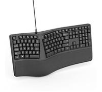 Fiorky Teclado ergonómico Dividido con reposamuñecas y Palmas Acolchados, Teclado K9, Teclado con Cable USB, Teclado Dividido de 110 Teclas para computadra portátil, Escritura Natural Que