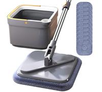Fiorky Trapeador Flotante para Piso Perezoso Trapeador con separación de Agua Trapeador de Limpieza para el hogar Trapeador Giratorio de 360 Manos Libres Trapeador Perezoso para apretar
