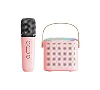 Fiorky Y1 Mini micrófono Máquina de Karaoke Familiar Sonido estéreo Micrófono inalámbrico Caja de Altavoz Compatible con Bluetooth 5.3 y luz LED Fiestas, Adultos, niños
