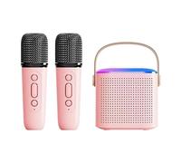 Fiorky Y1 Mini micrófono Máquina de Karaoke Familiar Sonido estéreo Micrófono inalámbrico Caja de Altavoz Compatible con Bluetooth 5.3 y luz LED Fiestas, Adultos, niños