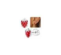 FIOROYAL Pendientes Plata de Ley 925 Mujer Niña Pendiente Hipoalergenicos Lindo y adorable Corazón Circonita Flor Lazo Fresa Hoja Pequeño Piercing Helix Tragus Pendiente de Aretes Plata/Oro S3