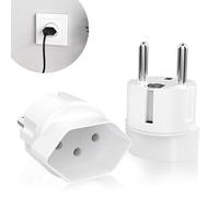 Fiotha 2 Piezas Adaptador de Viaje, Enchufe Adaptador de Suiza/Liechtenstein a UE y Viceversa, MAX. 250 V / 4000 W, para Suiza, Maldivas, Ruanda, Liechtenstein, Blanco