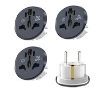 Fiotha 3PC Adaptador de Viaje Universal para España, Adaptador de Viaje Universal, Adaptador de Enchufe EU a UK, para Reino Unido, EE. UU., AUS, China, Japón, Italia, Suiza, Gris