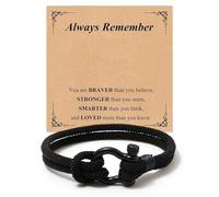 Fipergen Pulsera negra con tarjeta To My Son | Regalo personalizado hecho a mano para hijo, nieto, sobrino o hermano | Regalo duradero de cumpleaños, graduación o Navidad para adolescentes y hombres.