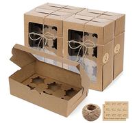 Fippy 20 Cajas para Cupcakes Con 6 Agujeros y Ventana - Cartón para Pasteles, Pequeñas Cajas de Pastelería para Galletas, Postres - Papel Kraft