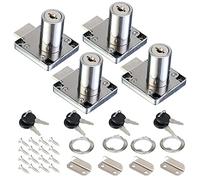 Fippy 4 juegos de 32 mm de cerradura para muebles, cerradura para armarios con llave universal, cerradura de cajón, cerradura atornillada, cerradura de cilindro para buzón, cerradura para muebles