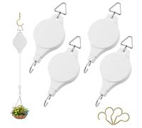 Fippy 4 poleas de cesta colgante blanca, polea colgante ajustable para plantas, polea retráctil para colgar cestas de plantas, comedero de pájaros, luz de cultivo de plantas (estilo A), ZN-240116
