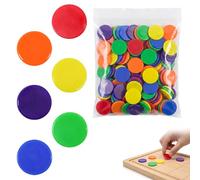 FIQLUL 100 Fichas de Poker y Bingo de Plástico 25mm, Fichas de Colores para Juegos de Mesa, Parchís y Actividades Matemáticas, Marcadores Didácticos para Niños para Contar y Clasificar, ABS