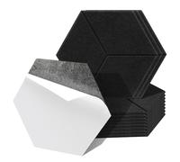 Fiqops 12 paneles acústicos hexagonales, autoadhesivos, negros, de alta densidad, ahorran espacio, absorbentes acústicos para decoración de pared y aislamiento acústico, estudio y decoración del hogar