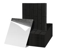 Fiqops 18 paneles acústicos cuadrados autoadhesivos, negros, de alta densidad, delgados, para decoración de pared y aislamiento acústico, decoración de estudio y hogar (30 x 30 x 0,9 cm)