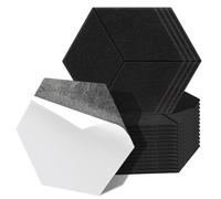 Fiqops 24 paneles acústicos hexagonales, autoadhesivos, negros, de alta densidad, ahorran espacio, absorbentes acústicos para decoración de pared y aislamiento acústico, estudio y decoración del hogar