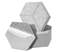 Fiqops 36 placas acústicas hexagonales, autoadhesivas, color gris plata, alta densidad, ahorran espacio, absorbentes acústicos para decoración de pared y aislamiento acústico, estudio y decoración del