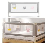 Fiqops Barrera anticaídas, 180 cm, altura ajustable, 70-98 cm, para niños y padres, estable, gris