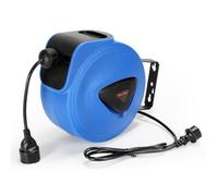 Fiqops Carrete de cable automático 20m +1,5m, enrollador de cable para montaje en pared, giro lateral de 180°,para taller y almacén, con función de apisonado(clavija unipolar)