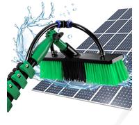 Fiqops Cepillo de lavado telescópico, 3,6 m con mango telescópico de aluminio, cepillo telescópico con conexión de agua, limpieza de ventanas y sistemas fotovoltaicos, cepillo telescópico, con cerdas