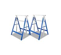 Fiqops Juego de 2 caballetes de trabajo Capacidad de carga 200 kg Caballetes plegables 7 veces Altura ajustable 80-130 cm Metal Caballetes de andamio Soportes Caballetes de trabajo Caballetes