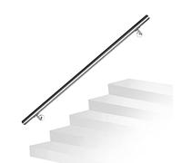Fiqops Pasamanos de acero inoxidable, 120 cm, pasamanos de acero inoxidable, pasamanos de pared, para exterior e interior, pasamanos de 42 mm de diámetro, con soporte de pared y tacos de metal