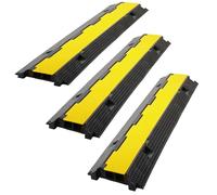 Fiqops Puente de cable de 3 unidades, 2 canales, 101 x 25 x 5 cm, puente de cable de goma, diseño modular, puente de cable, protección contra sobretensiones para cables, estera protectora para cables