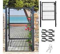 Fiqops Puerta de jardín antracita, 120 x 100 cm Puerta de jardín de acero galvanizado, Puerta de valla Puerta de patio incl. cerradura manilla de puerta y 3 llaves, Puerta de valla Valla robusta y