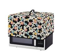 Fiqyvagox Funda protectora antipolvo con estampado de vaca y margaritas florales para horno microondas, cubierta multifunción a prueba de grasa, accesorios de cocina para horno microondas, resistente