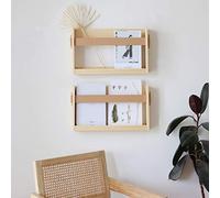 FIRADE - Revistero de pared con correa de piel sintética, revistero de madera, organizador de archivos para entrada, oficina, sala de estar, sala de espera, habitación de los niños, paquete de 2 (17.3