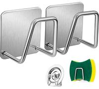 Firavggu 2 PZS Porta Esponja De Cocina Soporte Esponja Cocina 304 Autoadhesivo Argento Soporte para Estropajos Acero Inoxidable