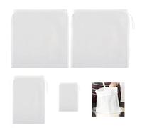 Firavggu 4 Pieza Bolsas de filtro de cerveza Nylon Bolsas Coladoras de Malla 120 Micro Fina Blanca con Cordón Reutilizables Bolsa de Filtro de Cerveza Filtrantes para Sidra de Frutas, Manzana, Yogurt