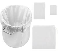 Firavggu 4 Pieza Bolsas de filtro de cerveza Nylon Bolsas Coladoras de Malla 300 Micro Fina Blanca con Cordón Reutilizables Bolsa de Filtro de Cerveza Filtrantes para Sidra de Frutas, Manzana, Yogurt