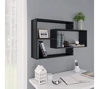 FIRBNUS 104x20x58,5 cm Estantes de Pared de Madera Contrachapada con 3 Compartimentos Abiertos Estantes de Wall Estante de Exhibición Suspendidas de Tablero Negro Estanterías Flotantes