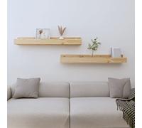 FIRBNUS 2 estantes de pared marrón 80 x 12 x 9 cm de madera maciza de pino estantes de pared suficiente espacio de almacenamiento estantes decorativos salón estantes colgantes para tus libros de