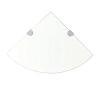 FIRBNUS 25x25x0.8 cm 2 uds Estante de Esquina con Soportes Cromados Suspendidas de Tablero Estante Flotante de Cristal Estanteria Baño Estante Expositor de Pared Transparente Vidrio Templado