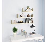 FIRBNUS 3 Piezas Estantes de Pared de Madera Contrachapada Diseño en Forma U Estantes de Wall Estante de Exhibición Suspendidas de Tablero Roble Sonoma Ideal para Hogar Oficina Dormitorio