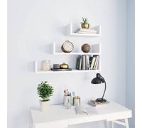 FIRBNUS 3 Piezas Estantes de Pared de Madera Contrachapada Diseño en Forma U Estantes de Wall Estante de Exhibición Suspendidas de Tablero Blanco Ideal para Hogar Oficina Dormitorio