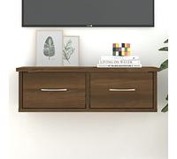 FIRBNUS 60x26x18,5 cm Estante de Cajones Pared Madera Contrachapada con 2 Cajones Estantes de Wall Estante de Exhibición Suspendidas de Tablero Marrón Roble Estanterías Flotantes