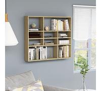 FIRBNUS 90x16x78 cm Estantería de Pared Madera Contrachapada con 10 Compartimentos Abiertos Estantes de Wall Estante de Exhibición Suspendidas de Tablero Roble Sonoma Estanterías Flotantes