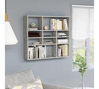 FIRBNUS 90x16x78 cm Estantería de Pared Madera Contrachapada con 10 Compartimentos Abiertos Estantes de Wall Estante de Exhibición Suspendidas de Tablero Gris Hormigón Estanterías Flotantes