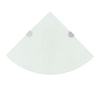 FIRBNUS Estantería de esquina de 25 x 25 x 0,8 cm con soportes cromados, estante de cristal para baño, estante de cristal flotante para salón, baño, estante de pared, cristal blanco, cristal templado
