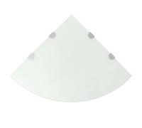 FIRBNUS Estantería de esquina de 45 x 45 x 0,8 cm con soportes cromados, estante de cristal para baño, estante de cristal flotante para salón, baño, estante de pared, cristal templado, color blanco