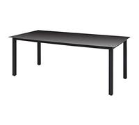 FIRBNUS Mesa de jardín negra 190 x 90 x 74 cm de aluminio y cristal, mesa de exterior, mesa de balcón, mesa de terraza exterior, ideal para jardín, terraza, superficie de cristal, duradera y fácil de