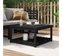 FIRBNUS Mesa de jardín negra 82,5 x 82,5 x 45 cm, mesa de comedor, mesa de madera para exterior, mesa de jardín, mesa cuadrada, mesa de salón, mesa de comedor maciza de pino