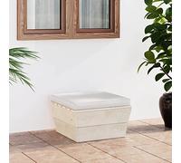 FIRBNUS Otomana de jardín sobre palés con crema cojines 60 x 60 x 30 cm silla de jardín sofás de jardín sillas exterior salón de jardín exterior de madera de abeto