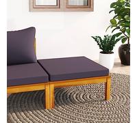 FIRBNUS Reposapiés con cojín gris oscuro, madera de acacia, taburete para pies, muebles de jardín, lounge, sofá, exterior, balcón, taburete, reposapiés, jardín, muebles de balcón, taburete de jardín,