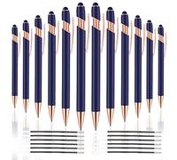 FIRCRE 12 lápices capacitivos 2 en 1, bolígrafo con puntas de lápiz capacitivo, bolígrafo de metal de tinta negra de 1.0 mm para pantallas táctiles (oro rosa y azul) 12 bolígrafos y 12 recambios