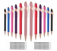 FIRCRE 12 lápices capacitivos 2 en 1, bolígrafo con puntas de lápiz capacitivo, bolígrafo de metal de tinta negra de 1.0 mm para pantallas táctiles (rosa dorado y 6 colores)