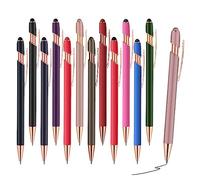 FIRCRE Bolígrafo con punta de lápiz, 1.0 mm de tinta negra de metal para pantallas táctiles, bolígrafos 2 en 1 (bolígrafos de 12 colores