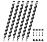 FIRCRE Lápiz capacitivo 2 en 1 para pantalla táctil, bolígrafos de estilistas para pantallas táctiles, compatible con teléfonos/tabletas/todas las pantallas táctiles (6 unidades, negro)